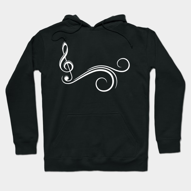 treble clef white filigree Hoodie by Munayki